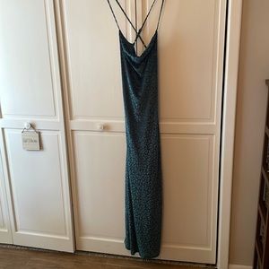 Maxi dress with cowl neck in front and back.